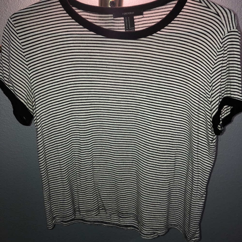 black and white stripes forever 21 shirt